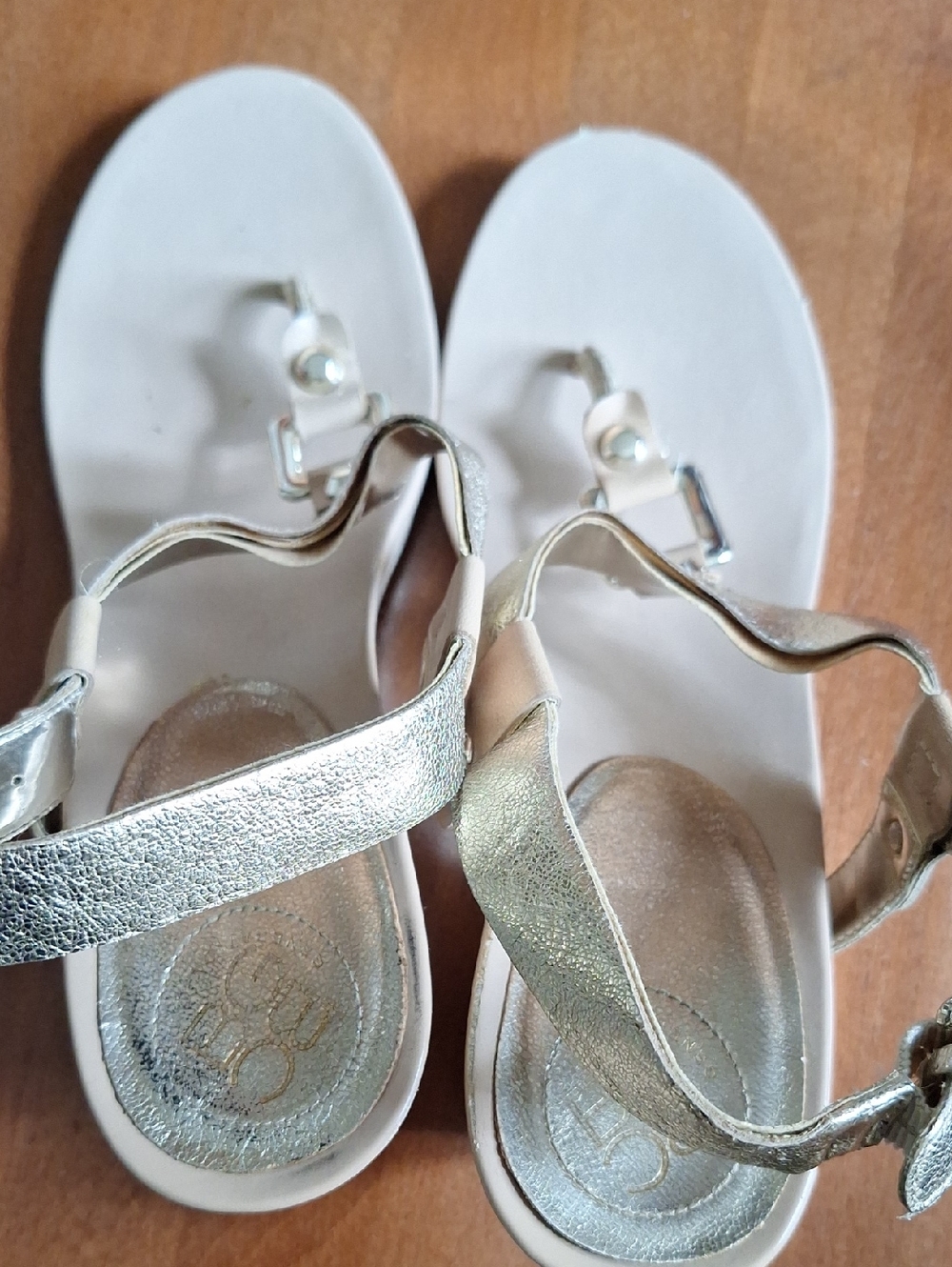BCBGeneration Metallic Gold Wedge T-Strap Sandals - Picture 7 of 10